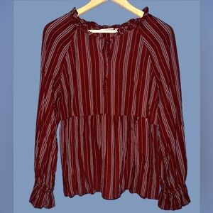 Wonderly Burgundy Striped Blouse
